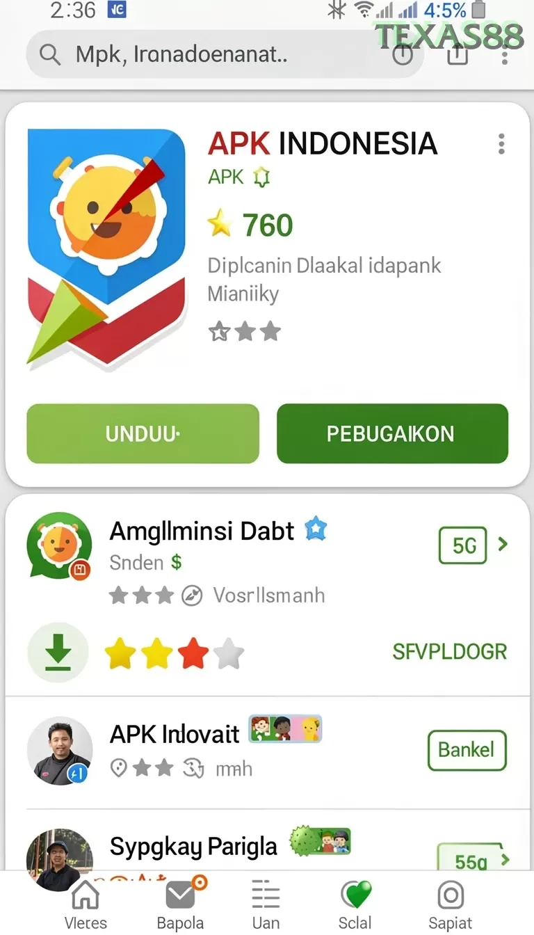 Cuplikan layar XXX777 — menu navigasi